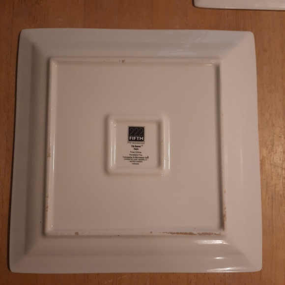 222 Fifth Eiffel Tower Square Dinner Plates - Cream and Brown - Picture 8 of 16